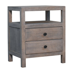 2 Drawer Open Bedside Table - Gray Ash