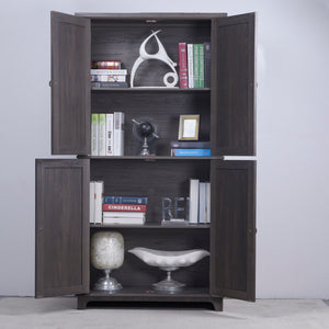 Modern Sideboard Buffet With 4 Mirrored Doors, Adjustable Shelves