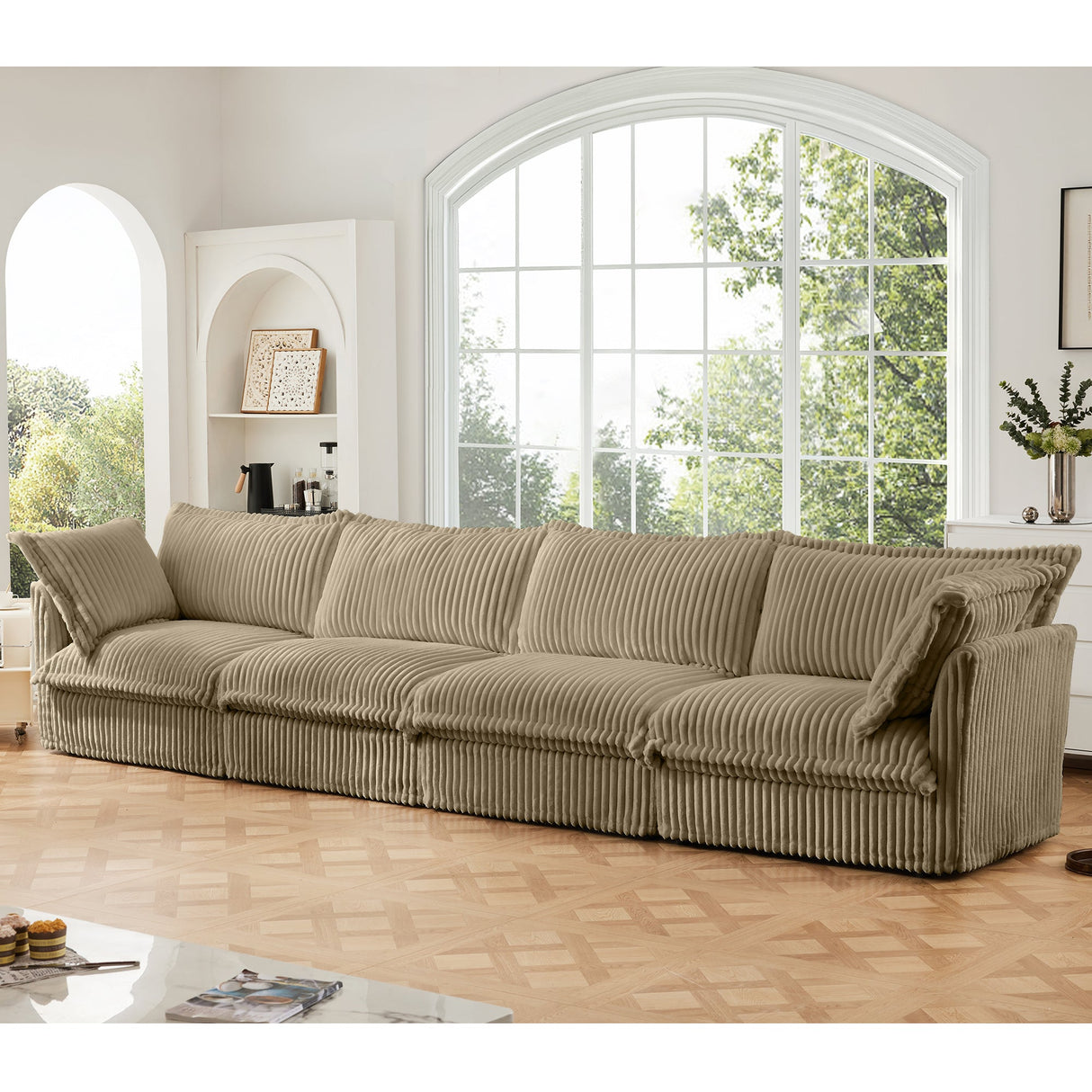Slipcovered Long Sofa - 4 Seater Couch