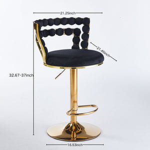 Modern Bar Chair With Iron Tube Legs, Soft Cushions And Comfortable Backrest (Set of 2)