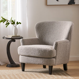 Melodique Boucle Fabric Upholstered Club Chair With Tapered Legs