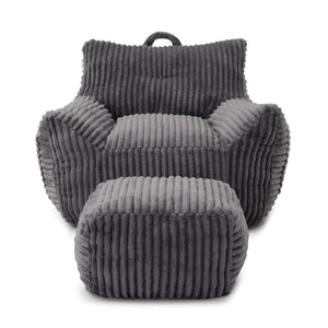 Giant Bean Bag Chair With Armrests And Footstool