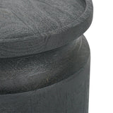 Black Wooden Cylinder Side Table