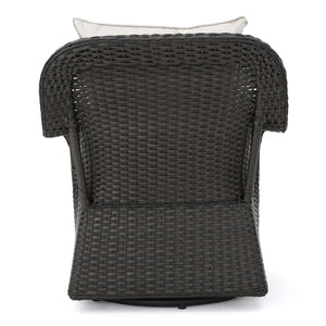Amaya - Outdoor Swivel Rocker Chair With Water Resistant Cushions - Brown / Beige