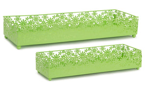 Metal-cut-out-daisy-tray-planter-(set-of-2)-Pots-&-Planters