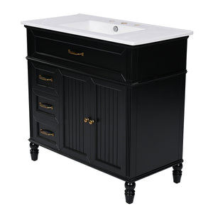 Bathroom Vanity With Sink, 2 Doors 2 Drawers, Freestanding Design