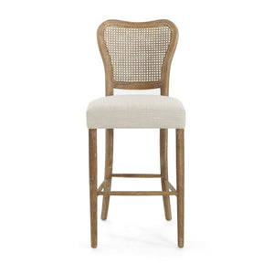 Cane-Back Upholstered Bar Stools Set of 2
