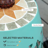 12" patio round side table, blue