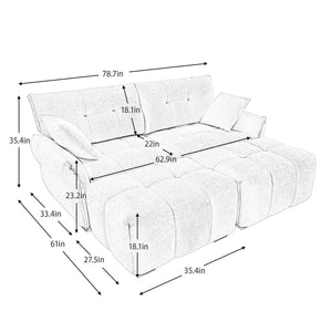 2 Seater Sofa Set With 2 Ottomans And Throw Pillows