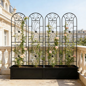 4 Pack Metal Garden Trellis 86.7'' x 19.7'' Rustproof Black