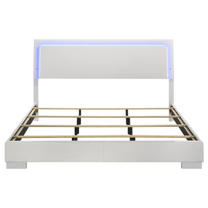 Felicity Wood Eastern King LED Panel Bed White High Gloss