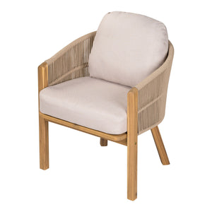 Grotta - Outdoor Dining Arm Chair (Set of 2) - Teak / Beige