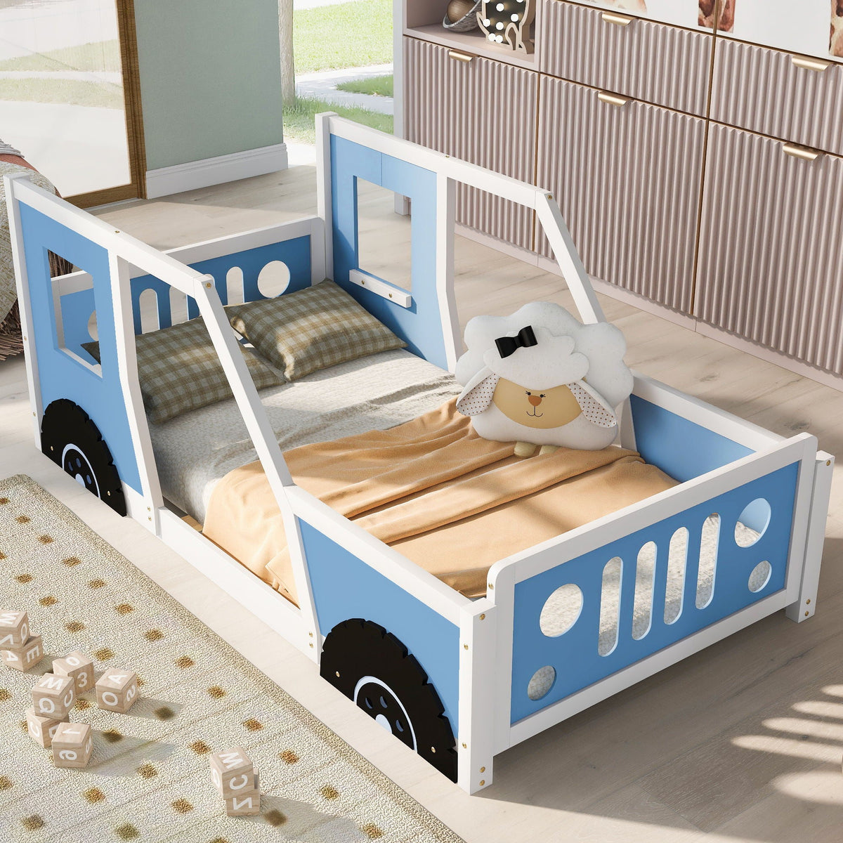 Classic Car Shaped Platform Bed With Wheels