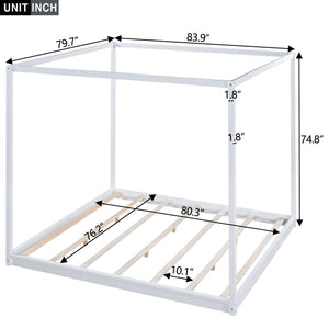 Wood Canopy Platform Bed With Support Legs And Airflow Slats