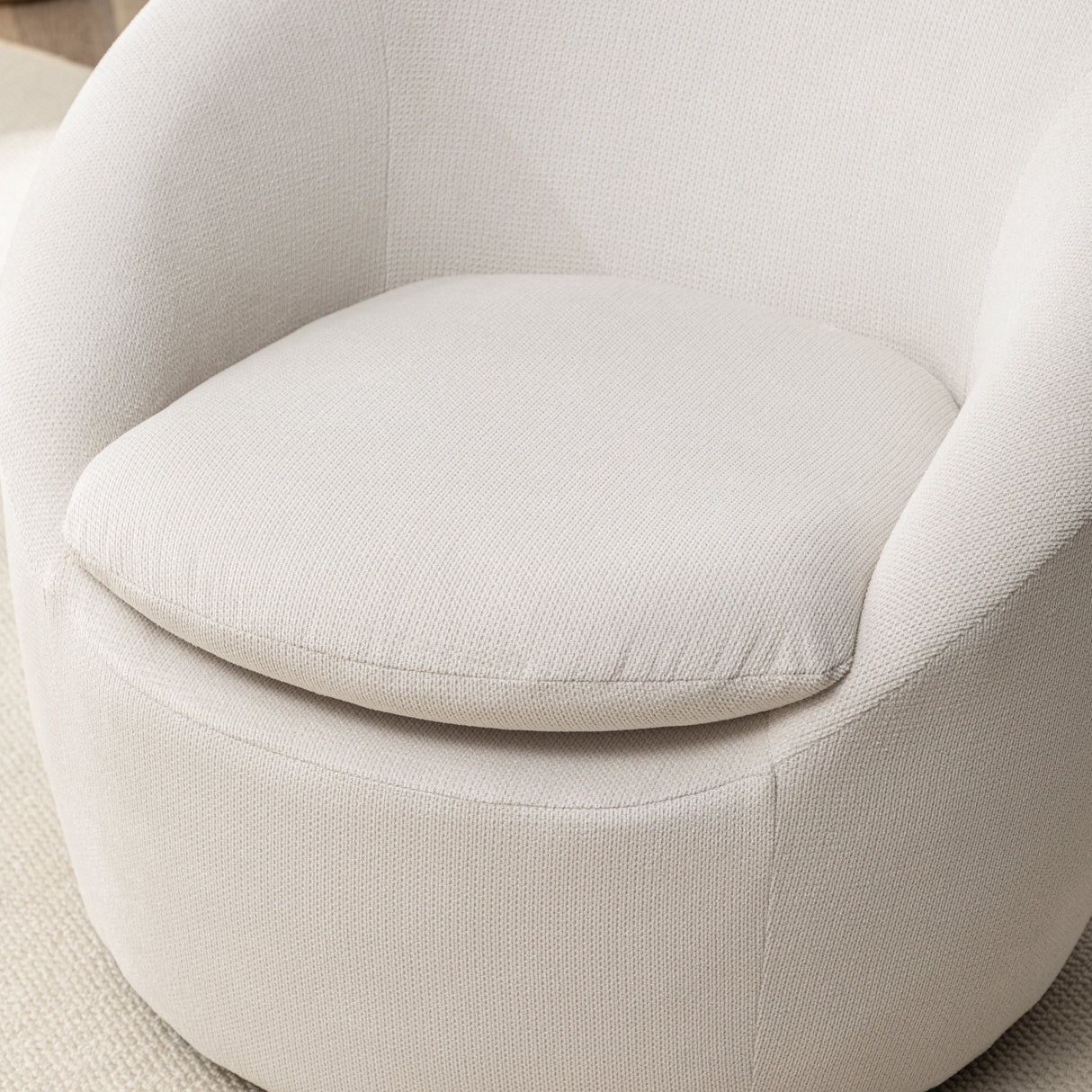 Winnie Modern Teddy Fabric Swivel Barrel Chair