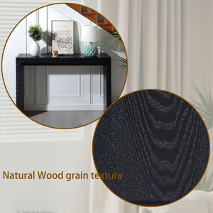 47" Modern Black Wood Console Table with Ribbed Legs
