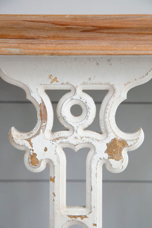 Classic Vintage Wash Console Table With Wood Top - Brown / Antique White