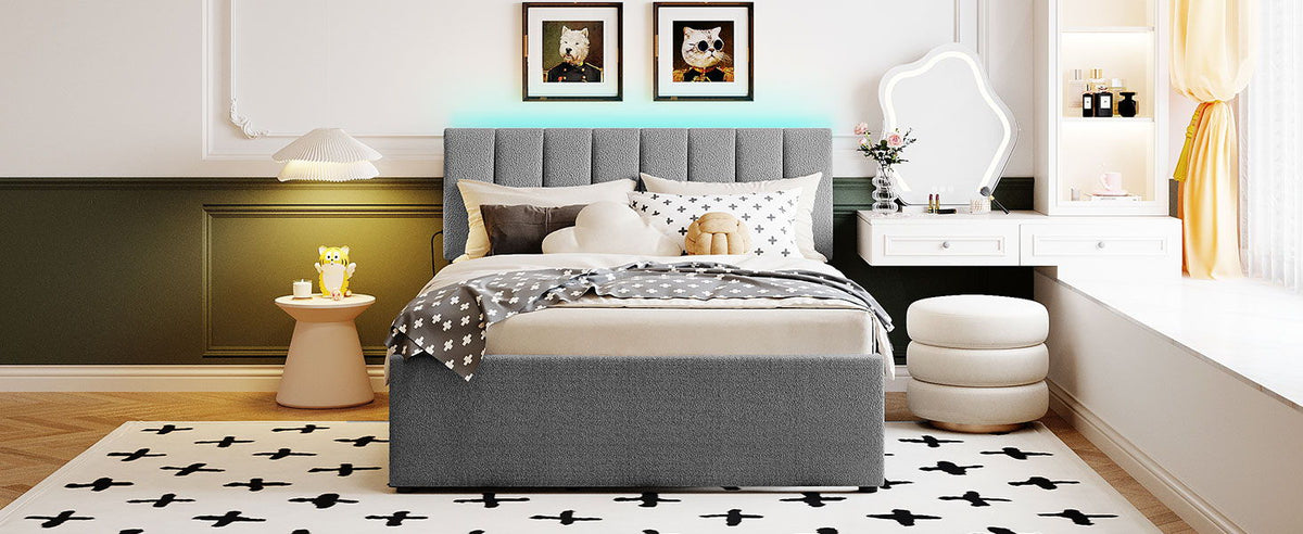 Upholstered Platform Bed With Trundle