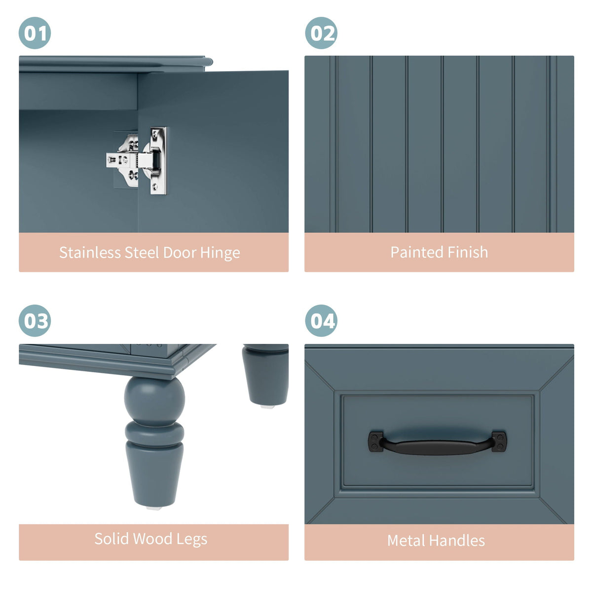 Bathroom Vanity With Sink, 2 Doors 2 Drawers, Freestanding Design