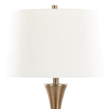 Lenuxe 29" Contemporary Metal Table Lamp Set in Matte Golden Bronze with Linen Shade