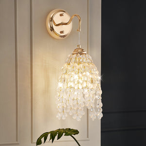 Set of 2 Gold Frame Crystal Grape-Shaped Bead Wall Sconces