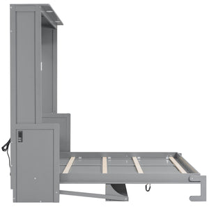 Murphy Bed With Desk, LED Lights & USB Charging Station