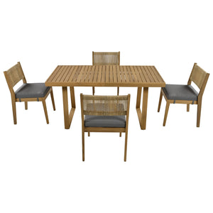 U_Style Multi-Person Outdoor Acacia Wood Dining Table and Chair Set