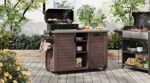 K&K 78.3' Outdoor Kitchen Island with Foldable Grill Table