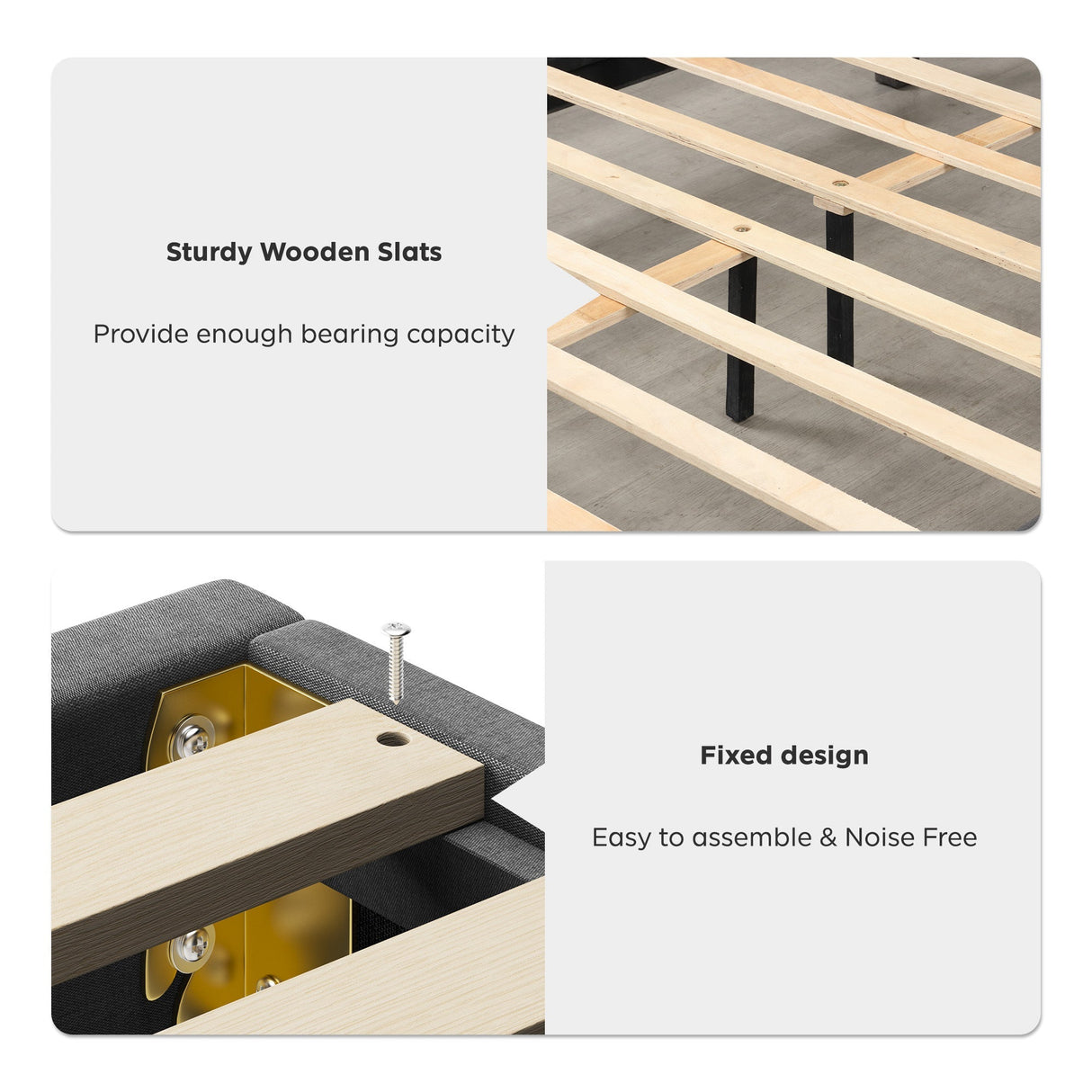 Full Bed Frame with Linen Storage Headboard