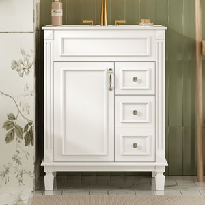Bathroom Vanity With Sink, Compact Cabinet & 2 Drawers And Adjustable Shelf
