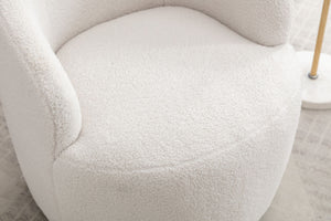 Teddy Fabric Swivel Accent Armchair Barrel Chair With Powder Coating Metal Ring
