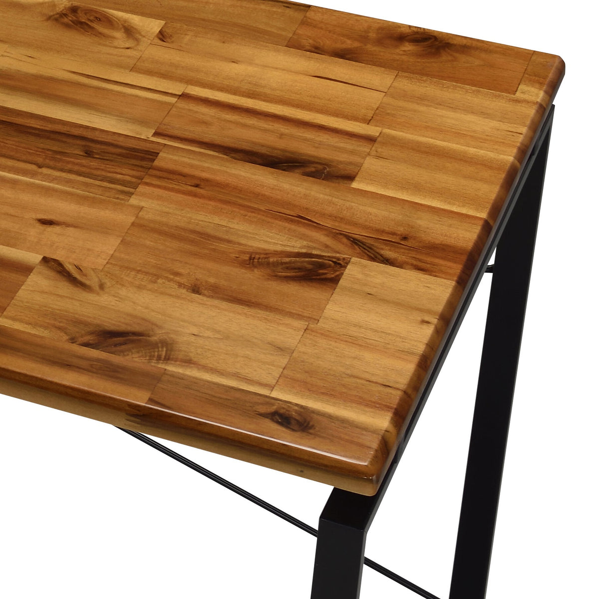 Industrial Style Desk & Bookshelf Set with Solid Wood Top - Silver