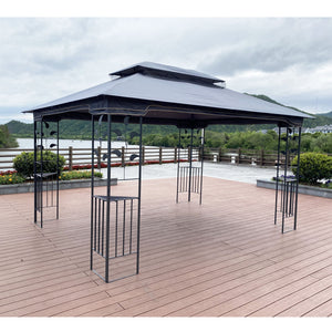 Patio Gazebo Tent With Ventilated Double Roof And Mosquito Net For Backyard Or Garden