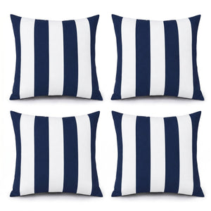 8 Pack Outdoor/Indoor Throw Pillows with Inserts - Navy/White Striped