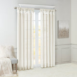 Twist tab lined window curtain panel white 50x84"