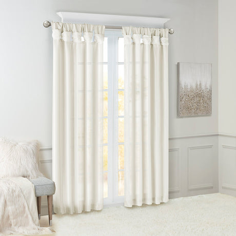 Twist tab lined window curtain panel white 50x84"