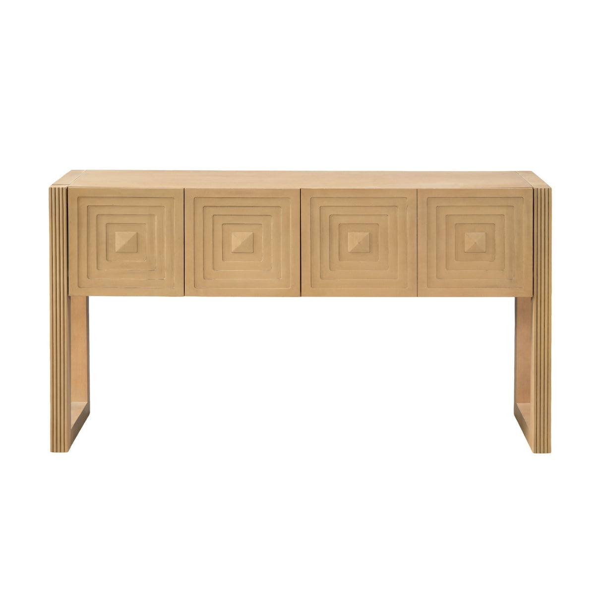Geometric Carved Console Table with Soft-Close Drawers