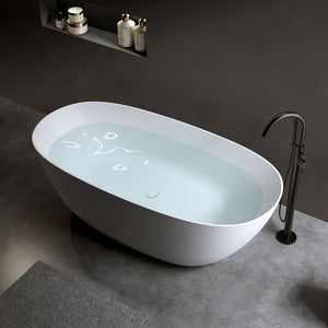 69" Freestanding Bathtub Resin Stone Soaking Tub