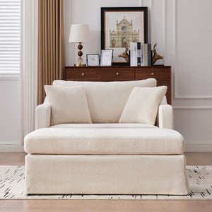 Accent Chair With Ottoman, Includes 2 Bolster Pillows