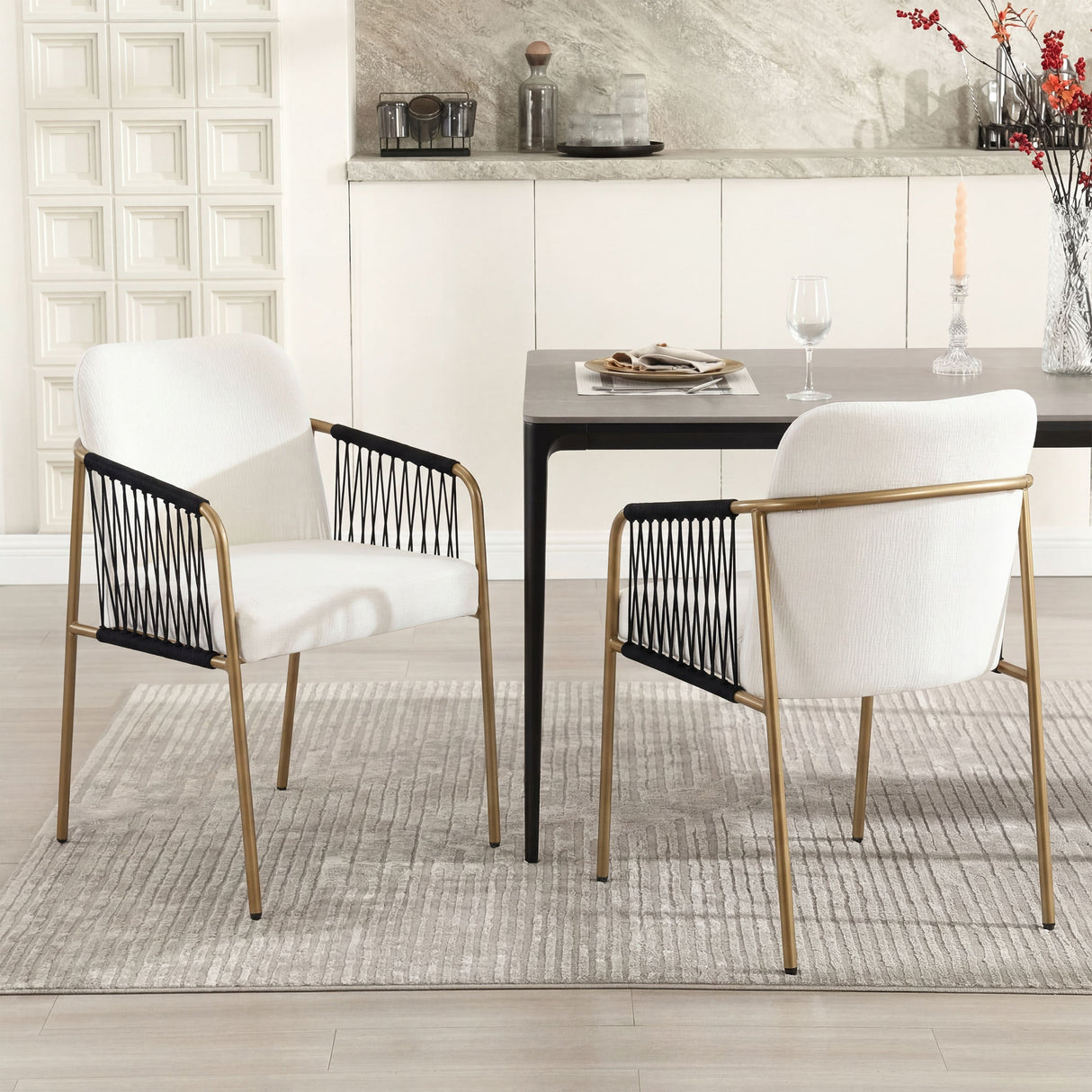 Modern Glam Upholstered Dining Chairs (Set of 2)