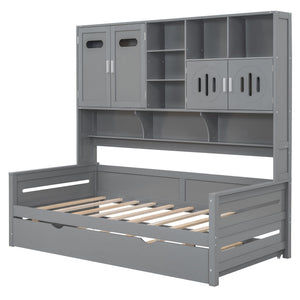 Daybed With All-In-One Cabinet And Shelf