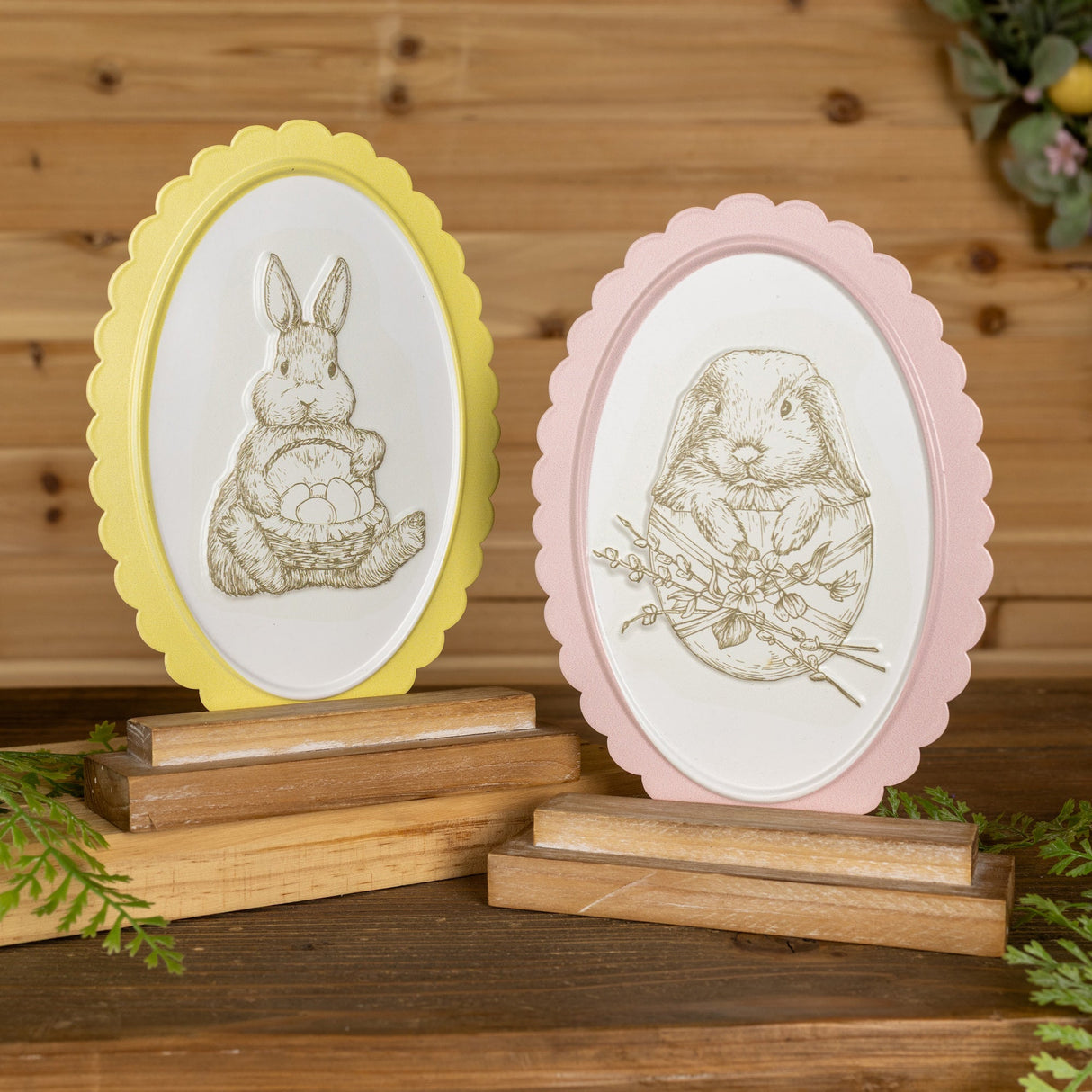 Bunny Embossed Tabletop Décor – Set of 2