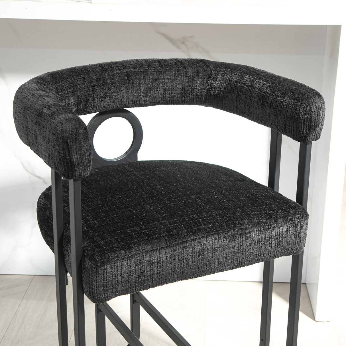 Household bar stools set of 2, modern upholstered with back