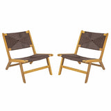 Acacia Wood Outdoor Armless Lounge Chair - Teak Set of 2