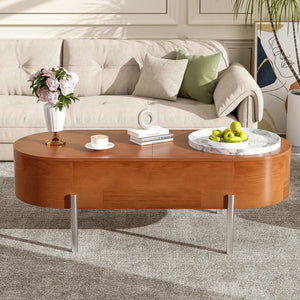 Lift Top Coffee Table with 360 Degree Marble Patterned Rotating Tray