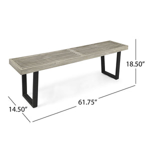 Intrinsic Outdoor Dining Bench with Slat Top - Acacia Wood & Iron