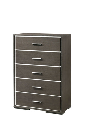 Escher Chest with Five Dovetail Drawers - Gray / Oak