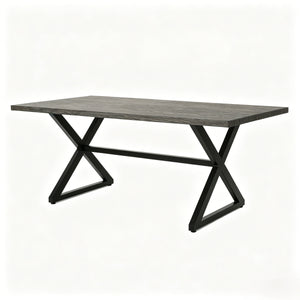 7-Piece Aluminum & Woven Rope Outdoor Patio Dining Set, Grey & Black