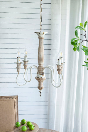 4 Light Chandelier, Hanging Light Fixture With Adjustable Chain For Kitchen, Bulb Not Included - Cream White