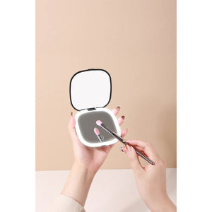 Black 1x/3x Magnifying Rechargeable LED Compact Makeup Mirror